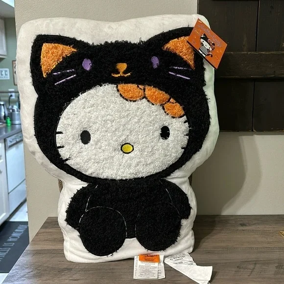 NWT HELLO KITTY BLACK CAT COSTUME LARGE HALLOWEEN THROW PILLOW