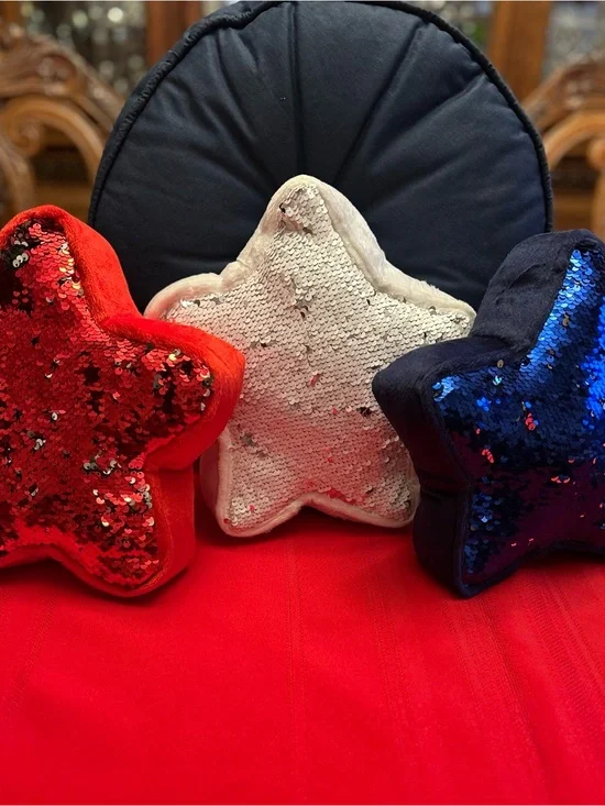 Star Sequin Accent Pillows - Red, White, Blue