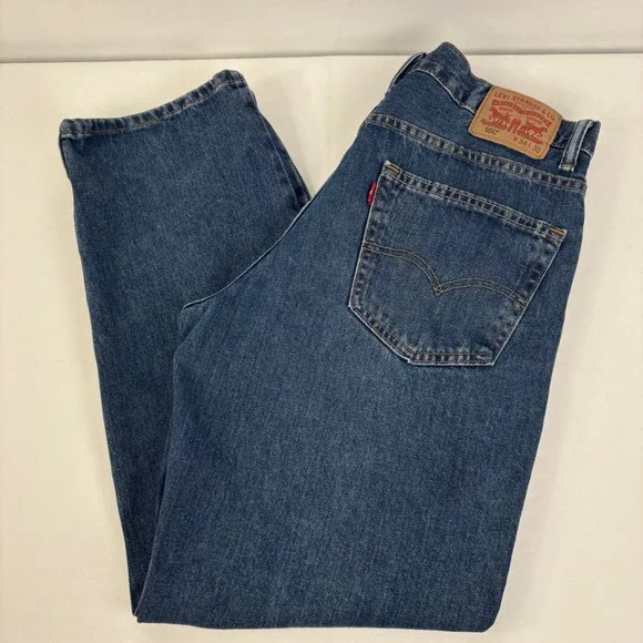 Levis Men's 550 Relaxed Fit Tapered Leg Jeans Dark Wash Blue Denim 34x30