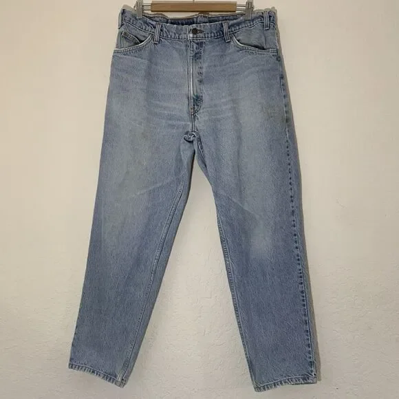 VTG 90s Levis 550 Relaxed Fit Jean Men 38x30 Light Denim Orange Tab Grunge 36x29