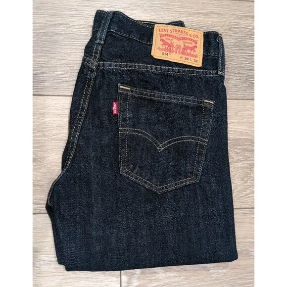 LEVI'S 514 JEANS MEN'S SIZE 29X32 Regular Fit 5 Pocket Blue Dark Wash EUC