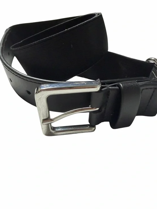 Levi's Men’s Black Bovine Leather Belt with Silver Buckle S New