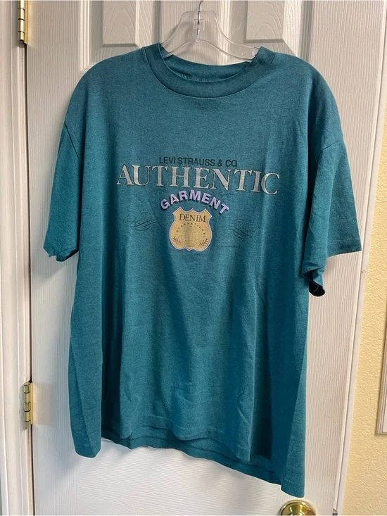Levi's Teal Graphic 'Authentic Garment' Crew Tee