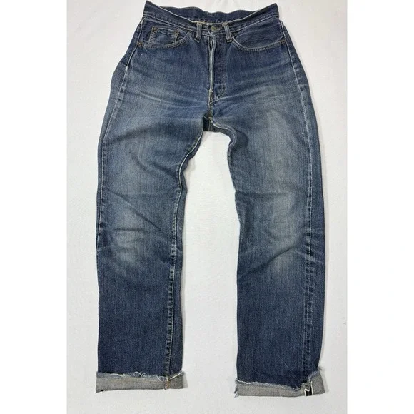 Vintage 60s Levi's 501 Big E Button Fly  V Stitch Jeans 28x29  Selvedge USA
