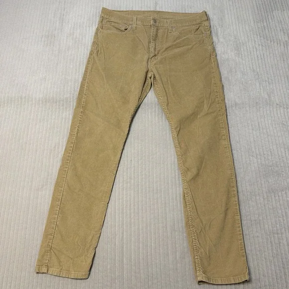 Levi's 512 Slim Taper Pants Mens 36x30 Tan Khaki Corduroy Stretch
