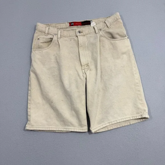Vintage 90s Levis Silvertab Loose Denim Shorts 40 Baggy Beige Khaki Made in USA