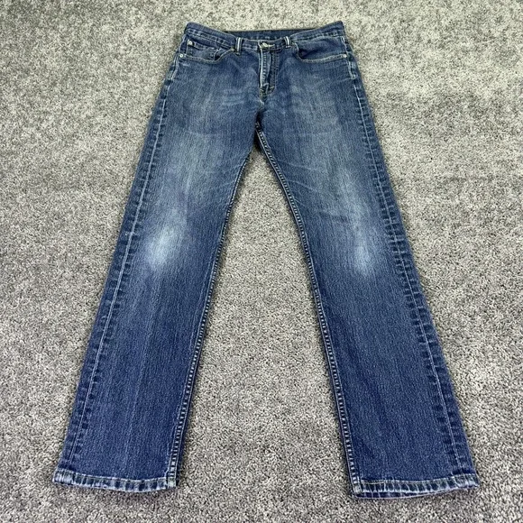 Levis 505 Jeans Mens 32x34 Blue Regular Straight Denim Medium Wash Logo Casual