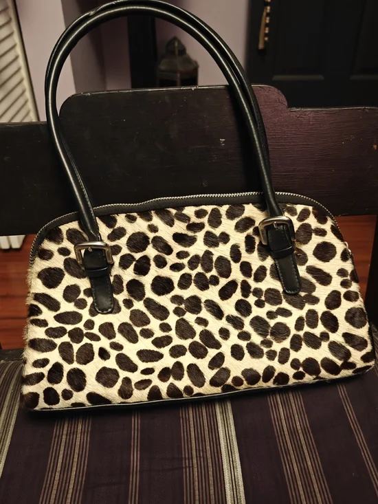 Express Leopard Print Satchel with Black Handles And Hair