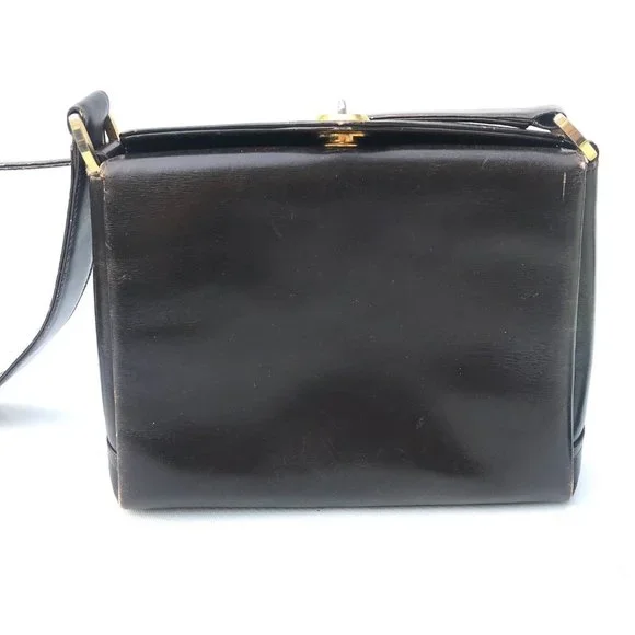 Vintage 50s GUCCI brown leather bag purse VERY RARE authentic