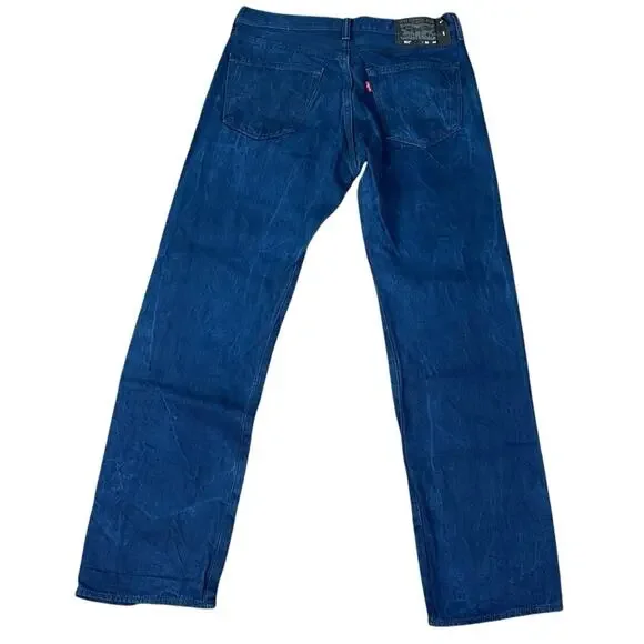 Levi's 501 Navy Blue Button Fly Denim Jeans Size 33 X 32