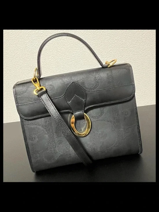 Dior Black Top Handle Satchel with Gold Hardware