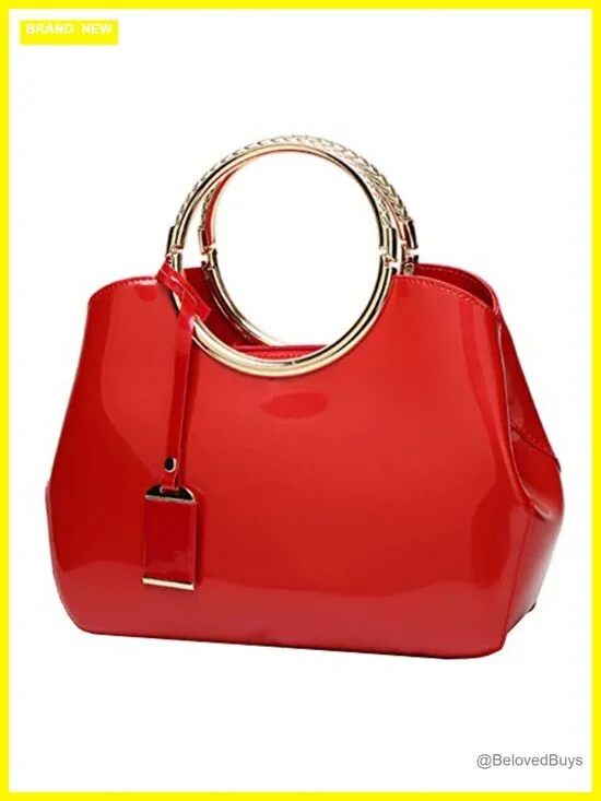Patent Leather Top Handle Satchel Tote Handbag Patent Leather Purse Crossbody