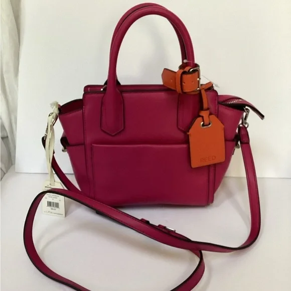 NWT REED special edition small Satchel/ crossbody. Vegan,  Fuschia and orange.