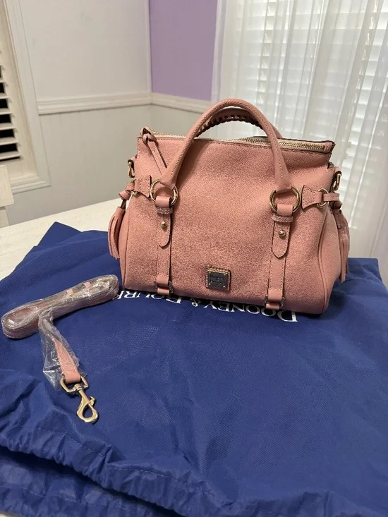 Dooney & Bourke Blush Pink Pebble Leather Satchel With Strap