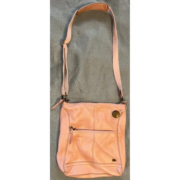 THE‎ SAK Shoulder / Crossbody Handbag Purse Pink Pebbled Leather Tote Bag