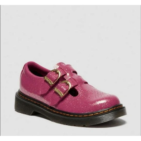 Dr. Martens 8065 Pink Glitter Patent Leather Mary Jane Shoes Youth US 7 Dr Doc