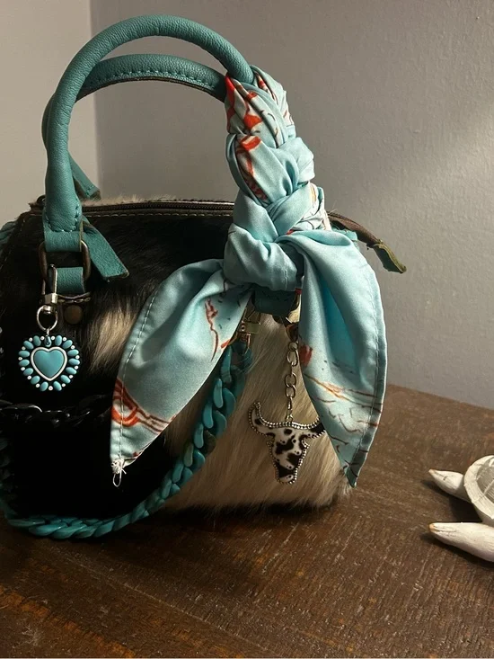 Teal and Turquoise Accent Women's Satchel Bag
