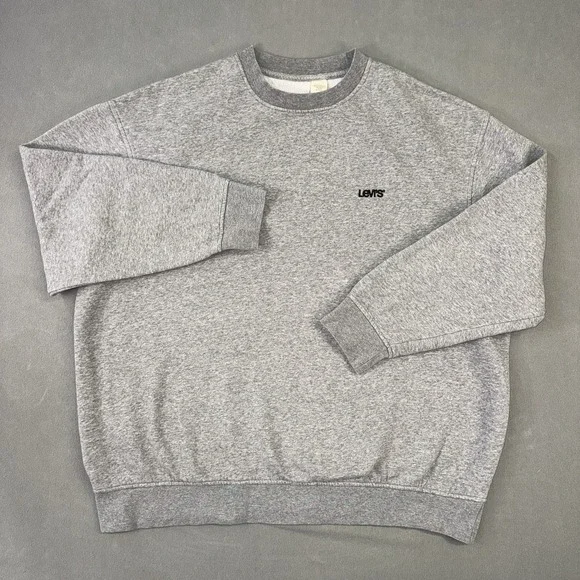 Men's Levi's Long Sleeve Relaxed Fit Fleece CrewNeck Sweatshirt Gray Size XL