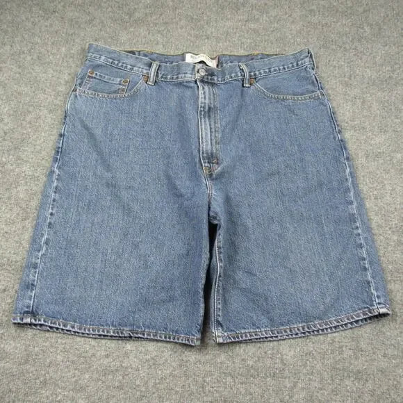 Levis 550 Shorts Mens 42x10 Blue Jean Y2K Denim Bermuda Black‎ Bat Wing Tag