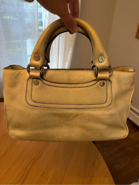 Authentic Celine Boogie Bag Metallic Gold Leather Satchel