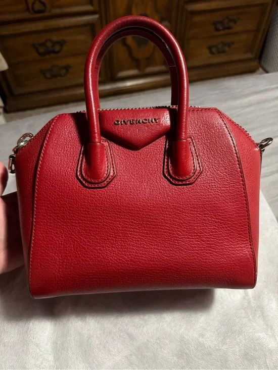 Givenchy Red Leather Antigona-Style Mini Satchel
