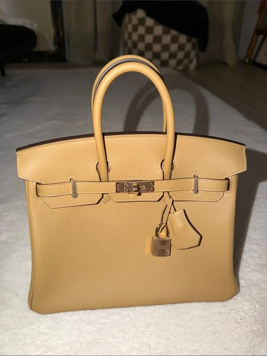 Hermes Birkin 25 Swift Leather Permabrass hardware (champagne) in Dune Color