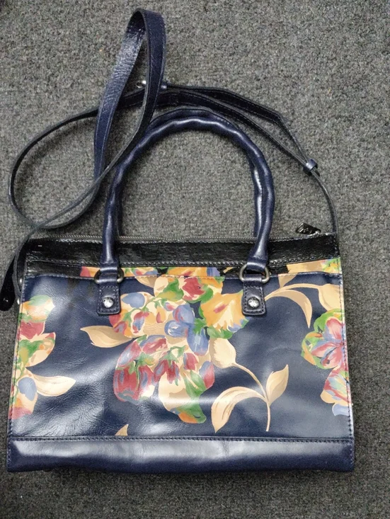 Patricia Nash Navy Multicolor Floral Satchel/Crossbody