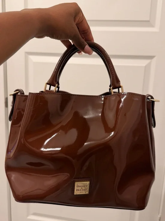 Dooney & Bourke Glossy Brown Patent Satchel