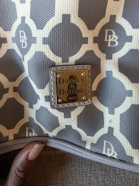 Dooney & Bourke Cream and Gray Signature Dome Satchel