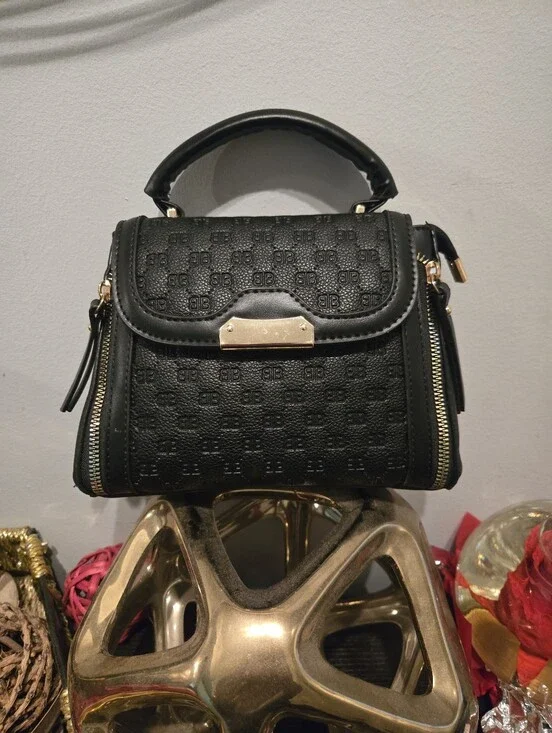 Black Top-Handle Women's Satchel- Crossbody Strap Inside Bag
