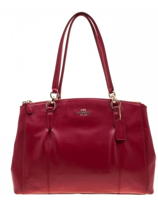 Vintage Y2K Coach Red Leather Christie Carryall Satchel Tote Bag Coquette Chic