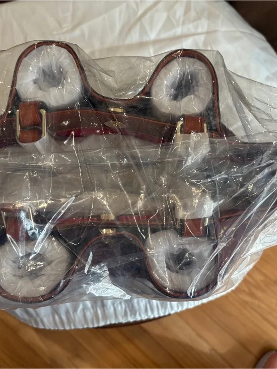 Dooney & Bourke Brown Leather Satchel with Gold Hardware