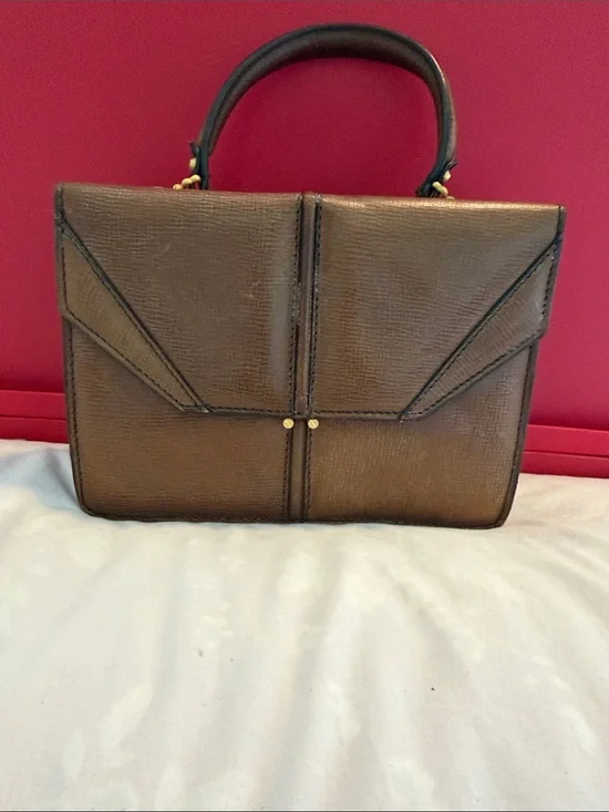 Classic leather vintage  Brown Structured Top-Handle Women's Bag