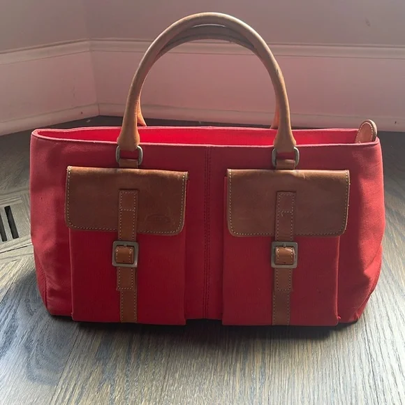 Women’s Tod’s Orange Canvas/Tan Leather Satchel Bag