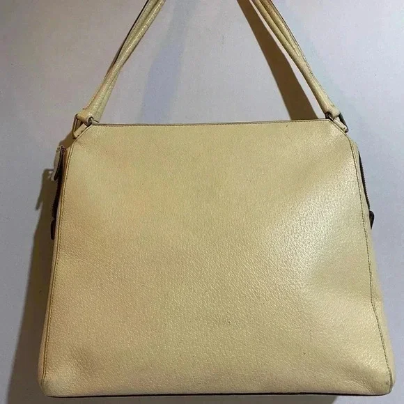 Prada  vintage beige cream leather handle handbag