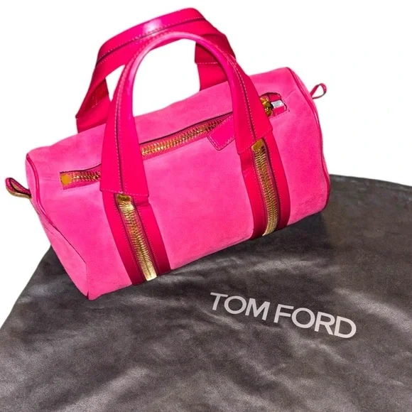 Tom Ford | Rare Suede Zip-Trim Duffel | Fuchsia Pink | 12”