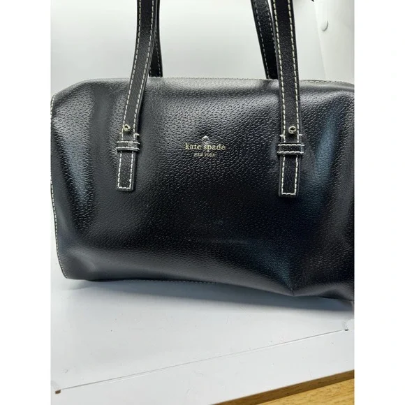 Women's Kate Spade Black Pebbled Leather Satchel EUC PT4