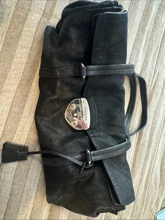Prada Black Leather Satchel with Silver-Tone Lock