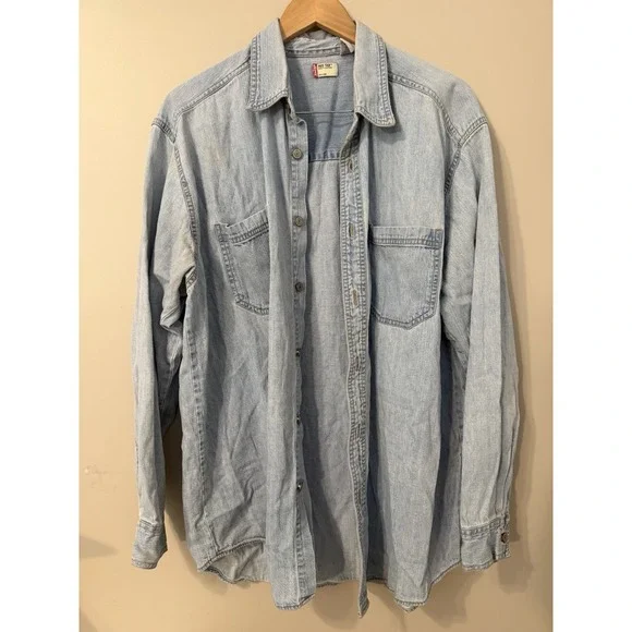 Levi's Light Wash Denim Button Down Shirt Casual Workwear Mens Large