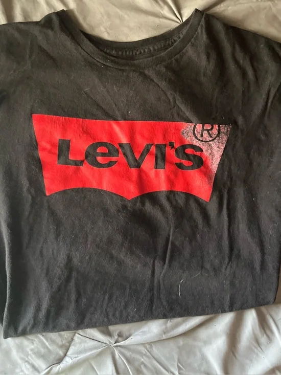 Levi's Black Tee with Red Logo Batwing