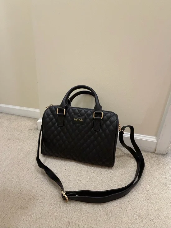 Nicole Malia (discontinued small business) Vegan Leather Quilted Black Satchel