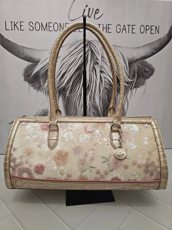 Brahmin Sophia Multi Whimsy Sequin Floral Leather Satchel NWT