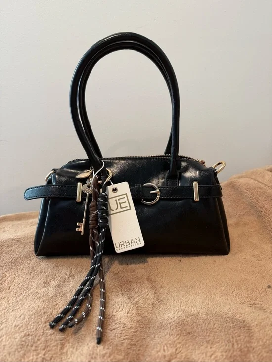 Urban Expressions Black Satchel with Tassel Charm