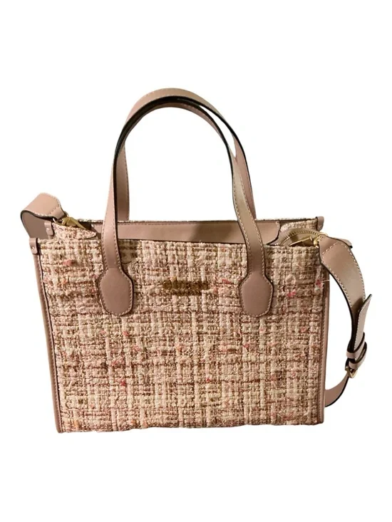 Women’s Tweed Top-Handle Tote Bag in Blush Pink