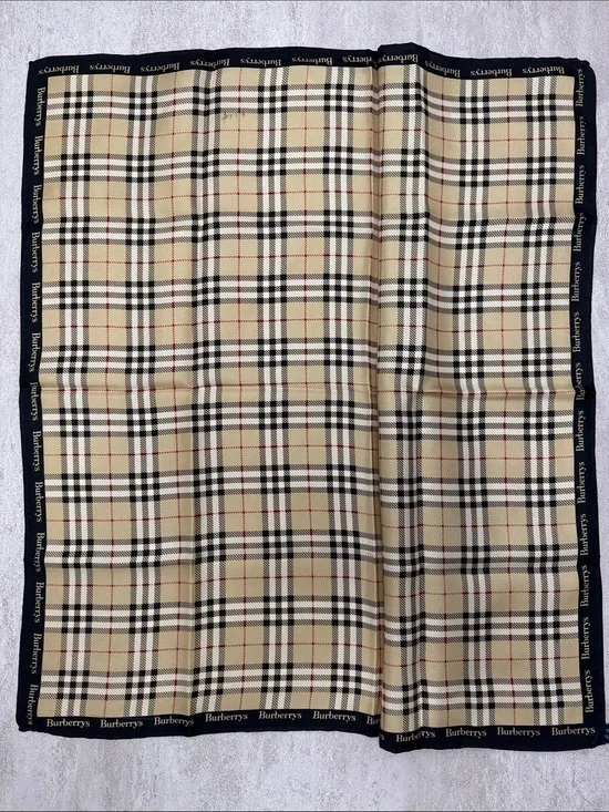 Burberrys vintage Beige Black Red Classic Check silk Scarf