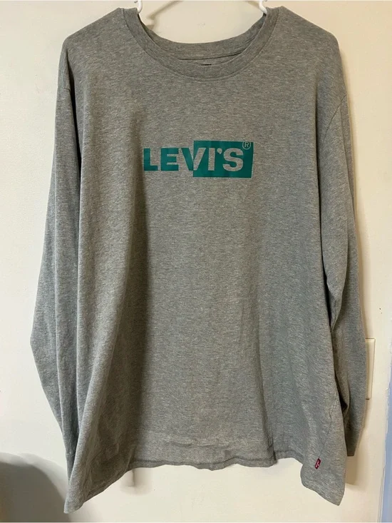 Levi's Grey Long-Sleeve Tee with Teal Logo