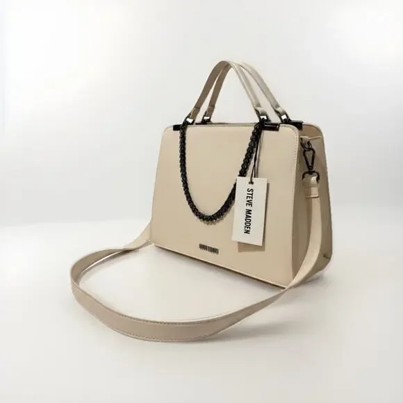 Steve Madden Bevelyn/Evelyn Grab Handle Satchel - Large Vanilla/Cream Color Bag