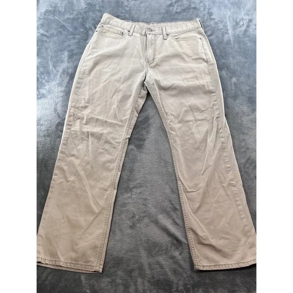 Levis 514 Straight Fit Khaki Tan Pants Mens 36x32 Cotton Twill 00514-0407