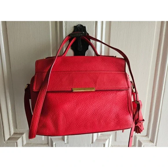 Marc by Marc Jacobs Red Pebbled Leather Satchel Crossbody Bag Gold Hardware