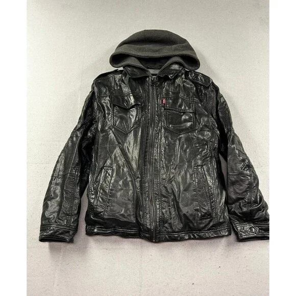 Levi's Men’s Medium Faux Leather Outer Shell Motorcycle Jackets Black